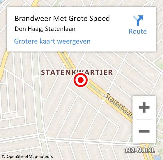 Locatie op kaart van de 112 melding: Brandweer Met Grote Spoed Naar Den Haag, Statenlaan op 9 september 2024 05:31