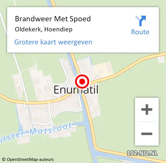 Locatie op kaart van de 112 melding: Brandweer Met Spoed Naar Oldekerk, Hoendiep op 9 september 2024 05:43