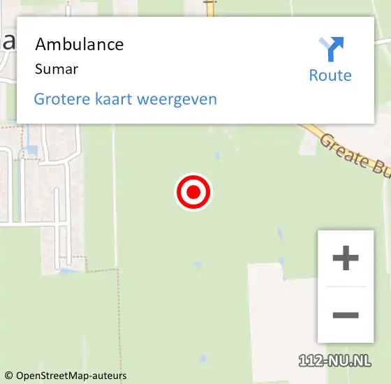 Locatie op kaart van de 112 melding: Ambulance Sumar op 9 september 2024 05:53