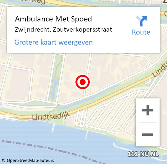 Locatie op kaart van de 112 melding: Ambulance Met Spoed Naar Zwijndrecht, Zoutverkopersstraat op 9 september 2024 06:02