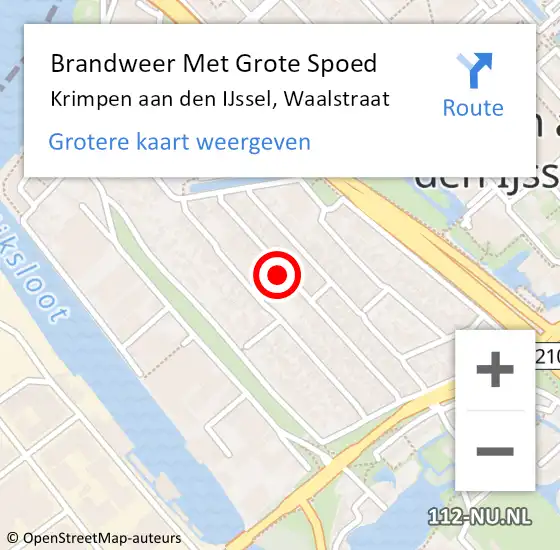 Locatie op kaart van de 112 melding: Brandweer Met Grote Spoed Naar Krimpen aan den IJssel, Waalstraat op 9 september 2024 06:16