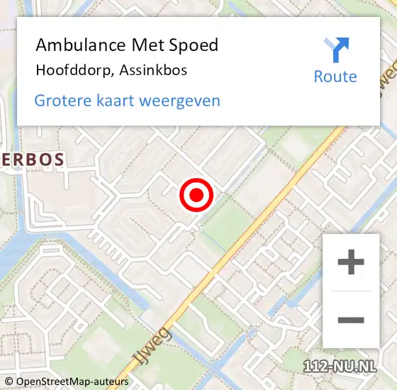 Locatie op kaart van de 112 melding: Ambulance Met Spoed Naar Hoofddorp, Assinkbos op 9 september 2024 06:43