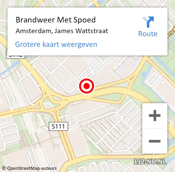 Locatie op kaart van de 112 melding: Brandweer Met Spoed Naar Amsterdam, James Wattstraat op 9 september 2024 06:48