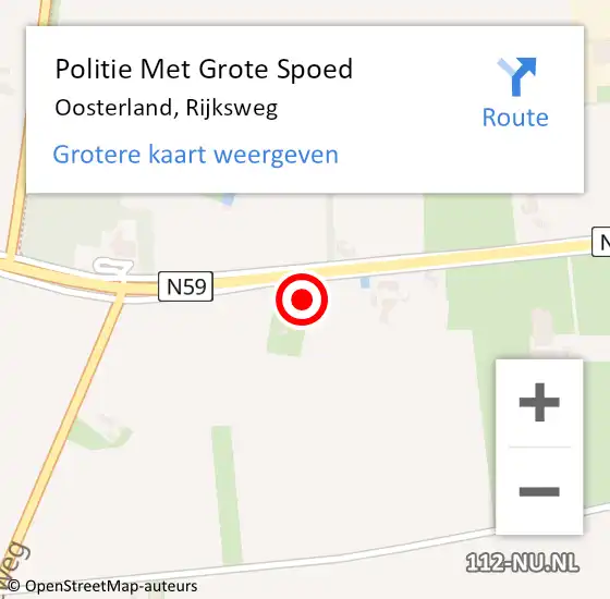 Locatie op kaart van de 112 melding: Politie Met Grote Spoed Naar Oosterland, Rijksweg op 9 september 2024 06:58