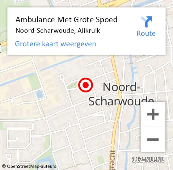 Locatie op kaart van de 112 melding: Ambulance Met Grote Spoed Naar Noord-Scharwoude, Alikruik op 9 september 2024 07:11