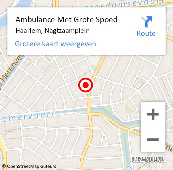 Locatie op kaart van de 112 melding: Ambulance Met Grote Spoed Naar Haarlem, Nagtzaamplein op 9 september 2024 07:12