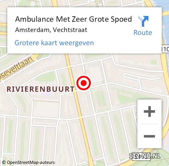 Locatie op kaart van de 112 melding: Ambulance Met Zeer Grote Spoed Naar Amsterdam, Vechtstraat op 9 september 2024 07:15