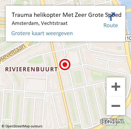 Locatie op kaart van de 112 melding: Trauma helikopter Met Zeer Grote Spoed Naar Amsterdam, Vechtstraat op 9 september 2024 07:16