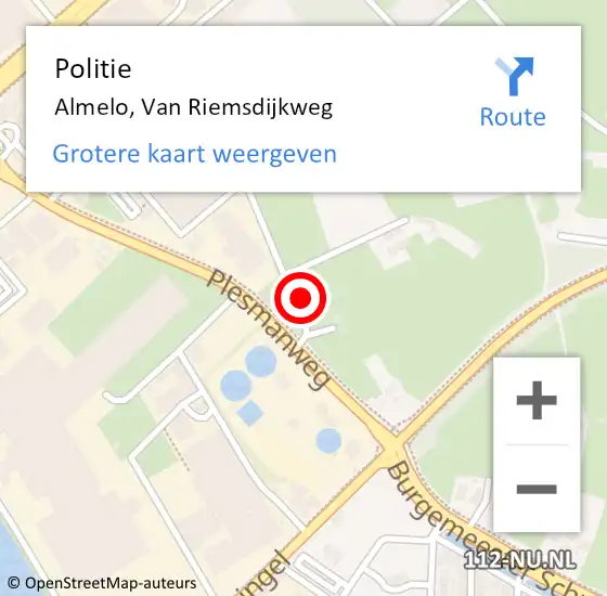 Locatie op kaart van de 112 melding: Politie Almelo, Van Riemsdijkweg op 9 september 2024 07:47