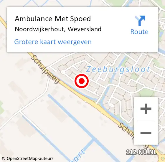 Locatie op kaart van de 112 melding: Ambulance Met Spoed Naar Noordwijkerhout, Weversland op 9 september 2024 08:02