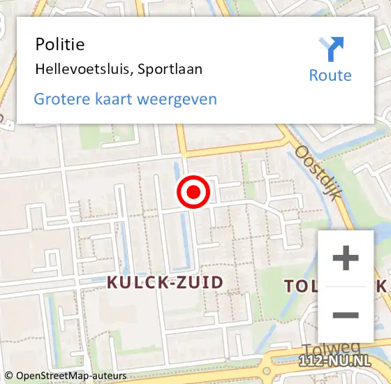 Locatie op kaart van de 112 melding: Politie Hellevoetsluis, Sportlaan op 9 september 2024 08:08