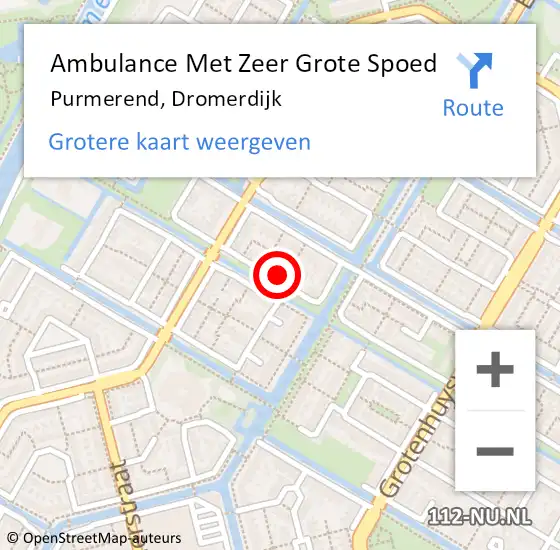 Locatie op kaart van de 112 melding: Ambulance Met Zeer Grote Spoed Naar Purmerend, Dromerdijk op 9 september 2024 08:17