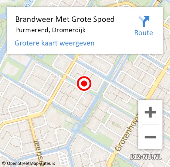 Locatie op kaart van de 112 melding: Brandweer Met Grote Spoed Naar Purmerend, Dromerdijk op 9 september 2024 08:17