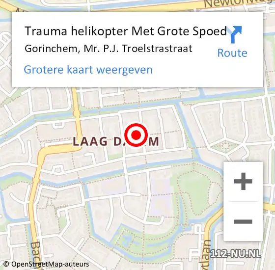 Locatie op kaart van de 112 melding: Trauma helikopter Met Grote Spoed Naar Gorinchem, Mr. P.J. Troelstrastraat op 9 september 2024 08:19