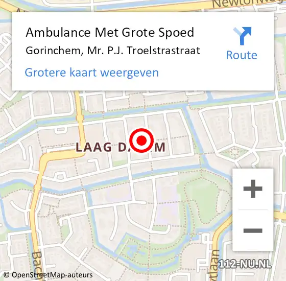 Locatie op kaart van de 112 melding: Ambulance Met Grote Spoed Naar Gorinchem, Mr. P.J. Troelstrastraat op 9 september 2024 08:19