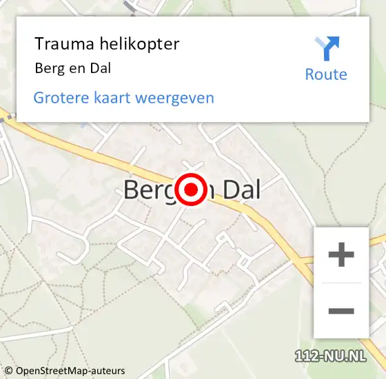 Locatie op kaart van de 112 melding: Trauma helikopter Berg en Dal op 9 september 2024 08:35