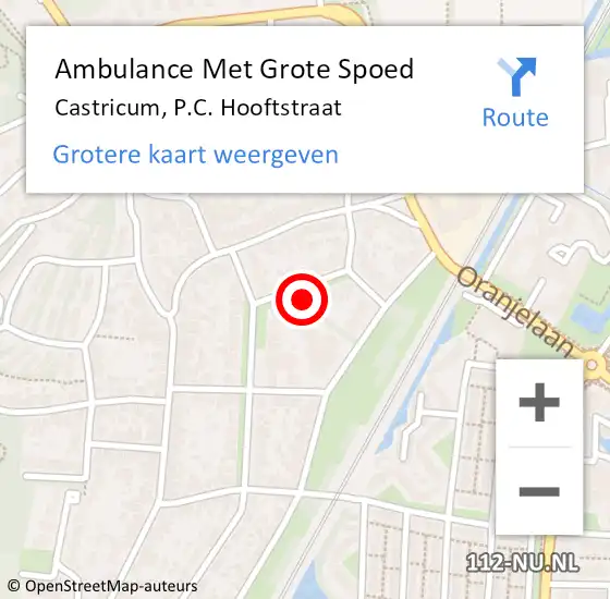 Locatie op kaart van de 112 melding: Ambulance Met Grote Spoed Naar Castricum, P.C. Hooftstraat op 9 september 2024 08:38