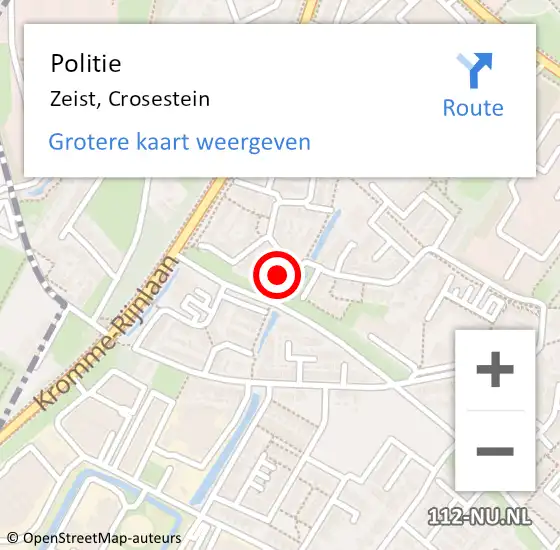 Locatie op kaart van de 112 melding: Politie Zeist, Crosestein op 9 september 2024 09:07