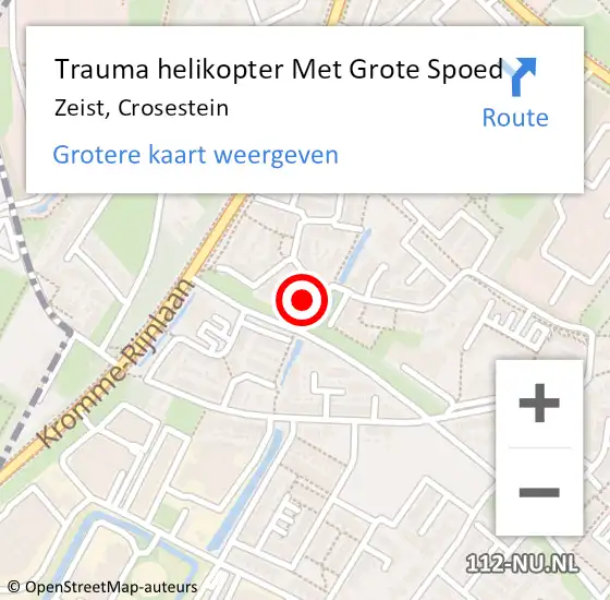 Locatie op kaart van de 112 melding: Trauma helikopter Met Grote Spoed Naar Zeist, Crosestein op 9 september 2024 09:07