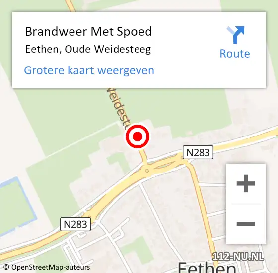 Locatie op kaart van de 112 melding: Brandweer Met Spoed Naar Eethen, Oude Weidesteeg op 9 september 2024 09:31