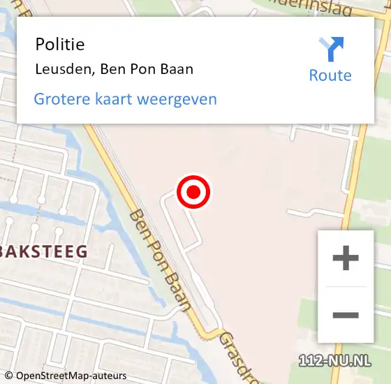 Locatie op kaart van de 112 melding: Politie Leusden, Ben Pon Baan op 9 september 2024 09:43