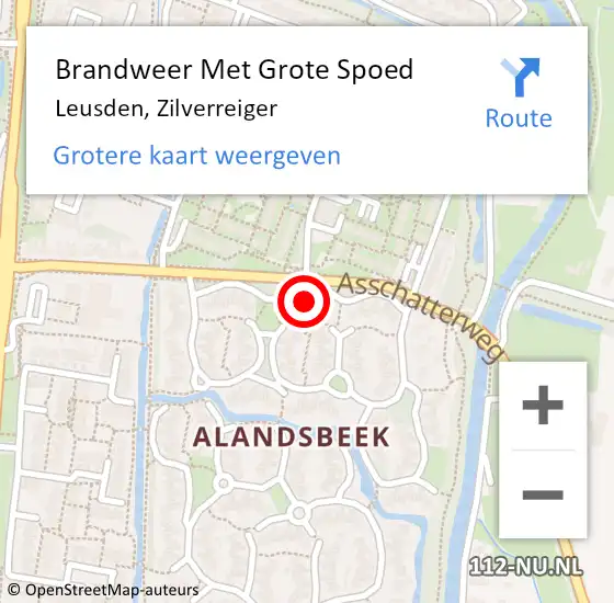 Locatie op kaart van de 112 melding: Brandweer Met Grote Spoed Naar Leusden, Zilverreiger op 9 september 2024 09:44