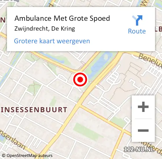 Locatie op kaart van de 112 melding: Ambulance Met Grote Spoed Naar Zwijndrecht, De Kring op 9 september 2024 09:52