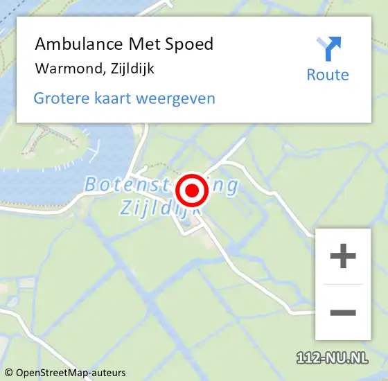 Locatie op kaart van de 112 melding: Ambulance Met Spoed Naar Warmond, Zijldijk op 9 september 2024 09:55