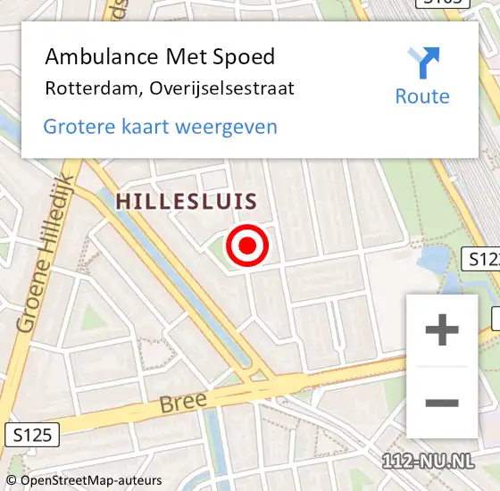 Locatie op kaart van de 112 melding: Ambulance Met Spoed Naar Rotterdam, Overijselsestraat op 9 september 2024 09:58