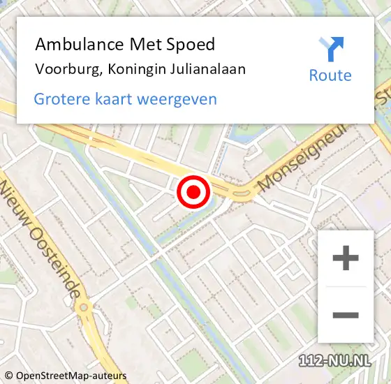 Locatie op kaart van de 112 melding: Ambulance Met Spoed Naar Voorburg, Koningin Julianalaan op 9 september 2024 10:31