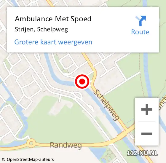 Locatie op kaart van de 112 melding: Ambulance Met Spoed Naar Strijen, Schelpweg op 9 september 2024 10:36