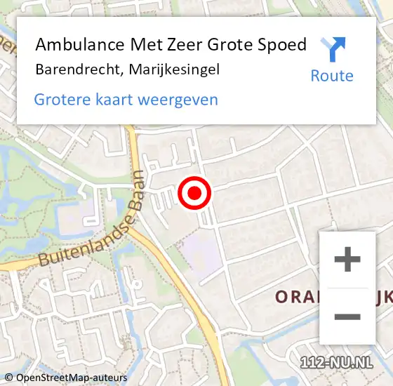 Locatie op kaart van de 112 melding: Ambulance Met Zeer Grote Spoed Naar Barendrecht, Marijkesingel op 9 september 2024 10:38