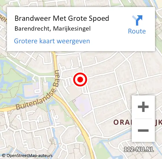 Locatie op kaart van de 112 melding: Brandweer Met Grote Spoed Naar Barendrecht, Marijkesingel op 9 september 2024 10:38