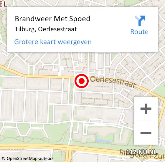 Locatie op kaart van de 112 melding: Brandweer Met Spoed Naar Tilburg, Oerlesestraat op 9 september 2024 10:44