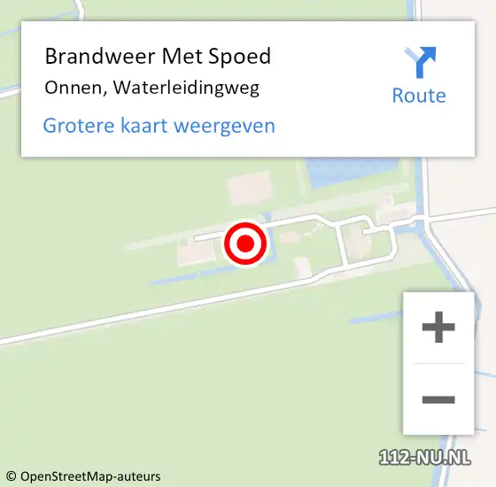 Locatie op kaart van de 112 melding: Brandweer Met Spoed Naar Onnen, Waterleidingweg op 9 september 2024 10:59