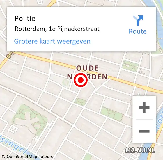 Locatie op kaart van de 112 melding: Politie Rotterdam, 1e Pijnackerstraat op 9 september 2024 11:02