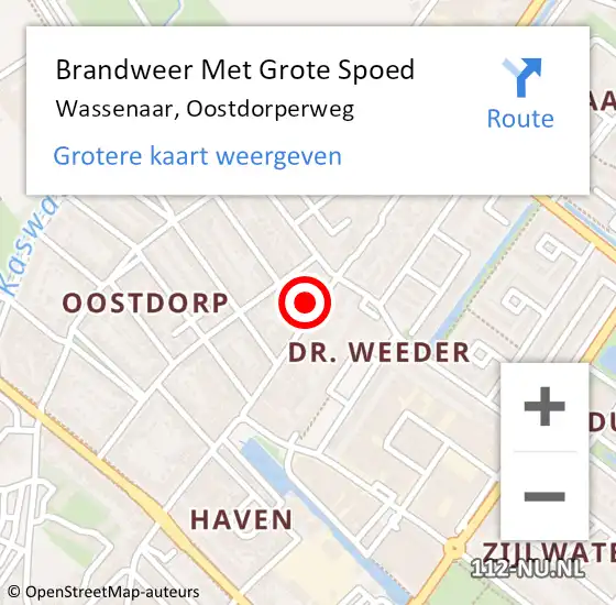 Locatie op kaart van de 112 melding: Brandweer Met Grote Spoed Naar Wassenaar, Oostdorperweg op 9 september 2024 11:16