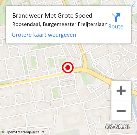 Locatie op kaart van de 112 melding: Brandweer Met Grote Spoed Naar Roosendaal, Burgemeester Freijterslaan op 9 september 2024 11:18