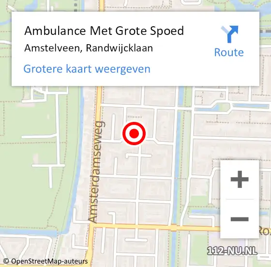 Locatie op kaart van de 112 melding: Ambulance Met Grote Spoed Naar Amstelveen, Randwijcklaan op 9 september 2024 11:25