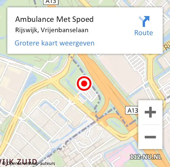 Locatie op kaart van de 112 melding: Ambulance Met Spoed Naar Rijswijk, Vrijenbanselaan op 9 september 2024 11:26