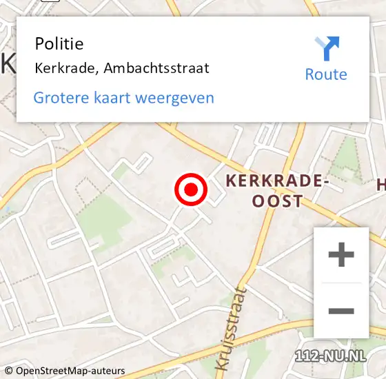 Locatie op kaart van de 112 melding: Politie Kerkrade, Ambachtsstraat op 9 september 2024 11:40