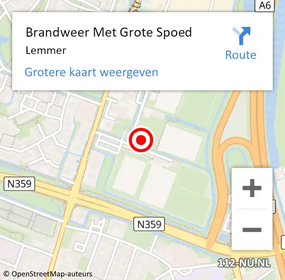 Locatie op kaart van de 112 melding: Brandweer Met Grote Spoed Naar Lemmer op 9 september 2024 11:43