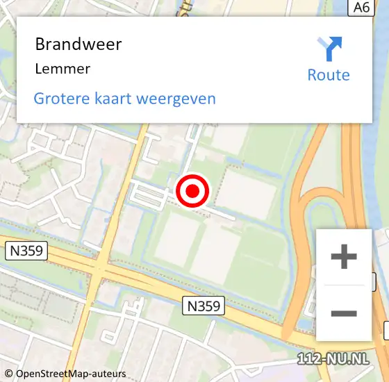 Locatie op kaart van de 112 melding: Brandweer Lemmer op 9 september 2024 11:44