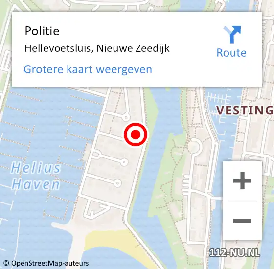 Locatie op kaart van de 112 melding: Politie Hellevoetsluis, Nieuwe Zeedijk op 9 september 2024 11:44