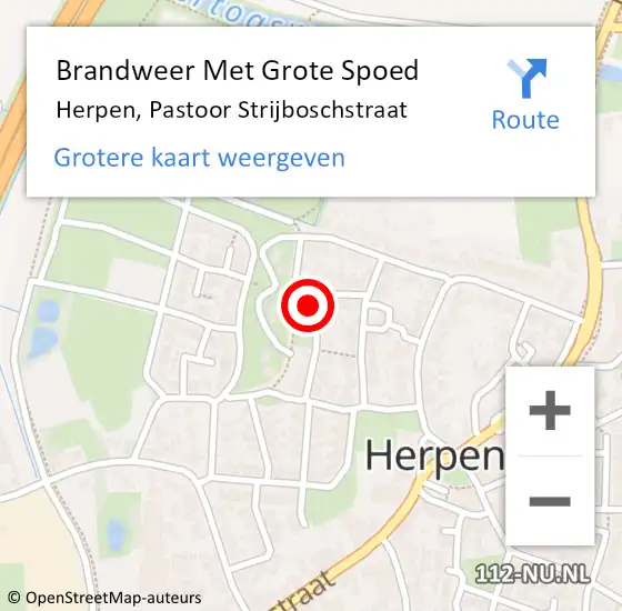 Locatie op kaart van de 112 melding: Brandweer Met Grote Spoed Naar Herpen, Pastoor Strijboschstraat op 9 september 2024 11:50