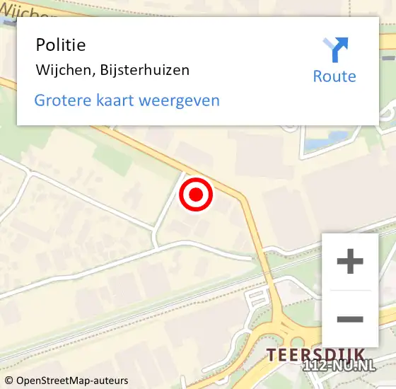 Locatie op kaart van de 112 melding: Politie Wijchen, Bijsterhuizen op 9 september 2024 12:05