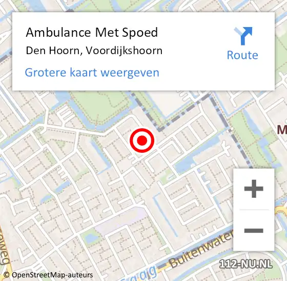 Locatie op kaart van de 112 melding: Ambulance Met Spoed Naar Den Hoorn, Voordijkshoorn op 9 september 2024 12:09