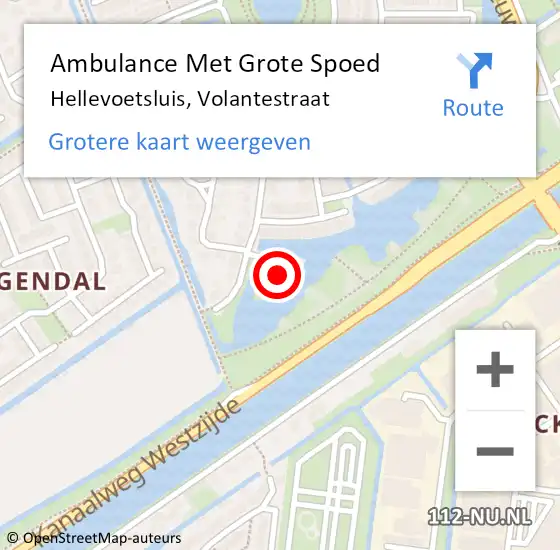 Locatie op kaart van de 112 melding: Ambulance Met Grote Spoed Naar Hellevoetsluis, Volantestraat op 9 september 2024 12:11