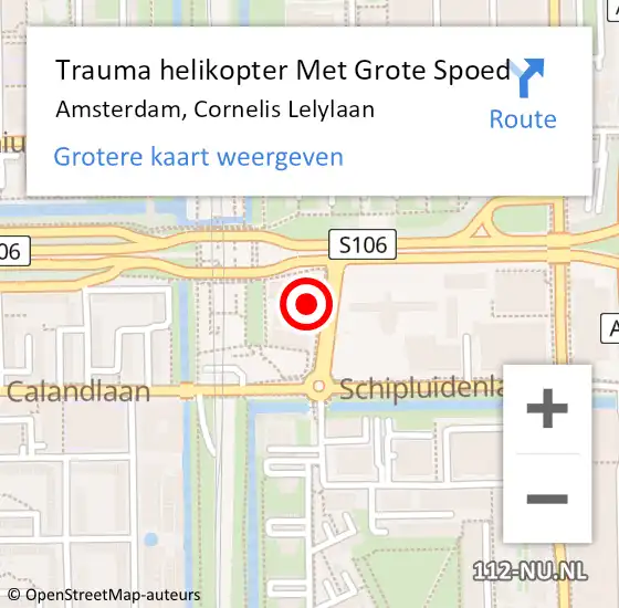 Locatie op kaart van de 112 melding: Trauma helikopter Met Grote Spoed Naar Amsterdam, Cornelis Lelylaan op 9 september 2024 12:40