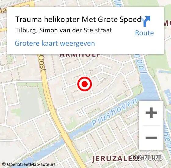 Locatie op kaart van de 112 melding: Trauma helikopter Met Grote Spoed Naar Tilburg, Simon van der Stelstraat op 9 september 2024 12:45